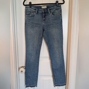 Women’s Blue Skinny Jeans - Free People 28 Raw Split Hem